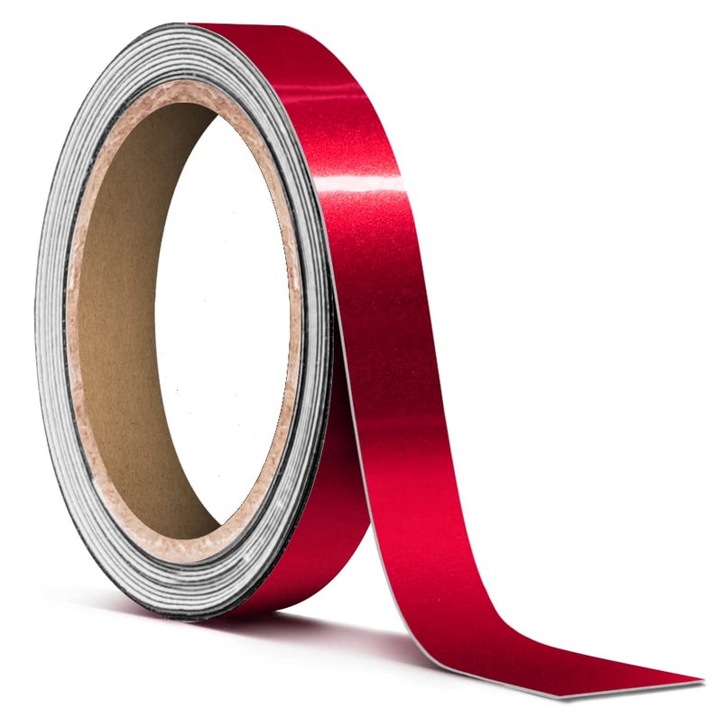 VViViD شريط لاصق فينيل معدني لامع أحمر بإصدار هواء (½ بوصة × 20 قدم) - Image 1